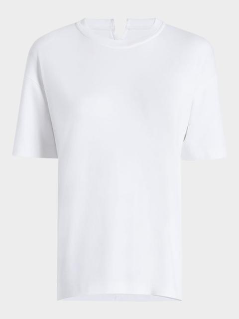 Another Tomorrow Luxe Seamed Cotton Short Sleeve T-Shirt