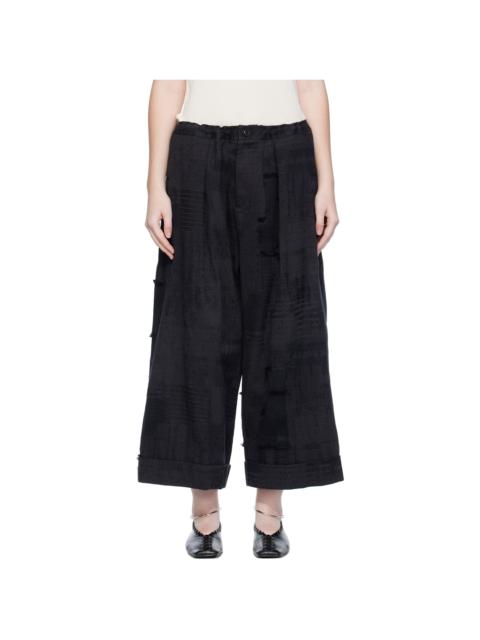 Y's Black Jacquard Trousers