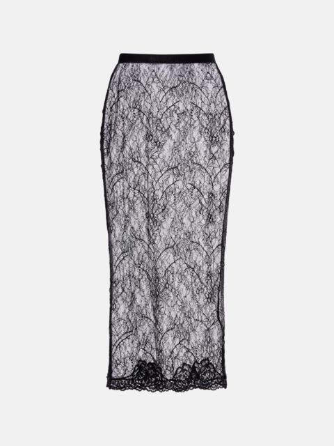 Valentino Floral sheer lace midi skirt