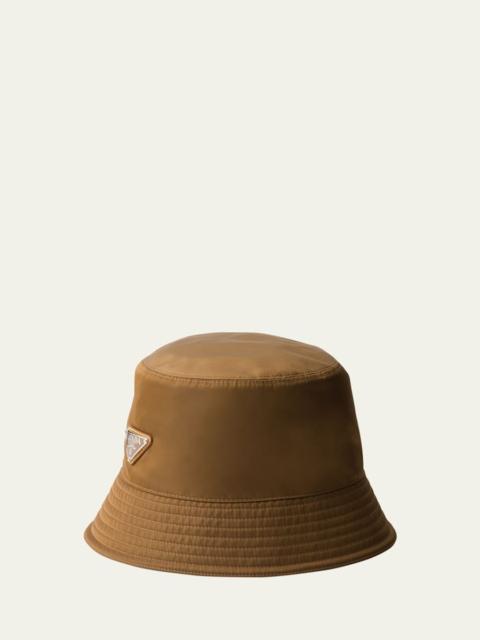 Prada Men's Nylon Triangle-Logo Bucket Hat