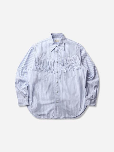 Kapital Men's Cotton Stripe Fringed Husky Western Shirt Big Border