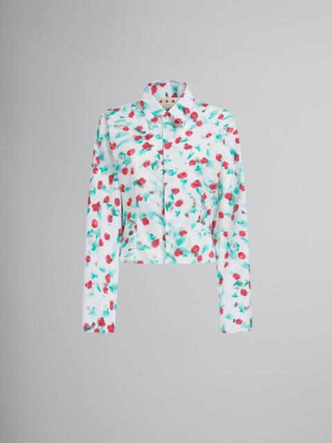 Marni WHITE POPLIN GATHERED SHIRT WITH REVERIE PRINT