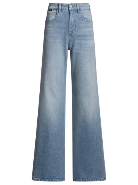 BOSS FLARED-LEG JEANS IN BLUE COMFORT-STRETCH DENIM