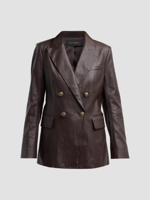 KOBI HALPERIN Women's Alyson Faux-Leather Double-Breasted Jacket - Dark Brown