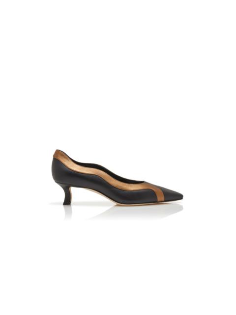 Black and Bronze Nappa Leather Pumps