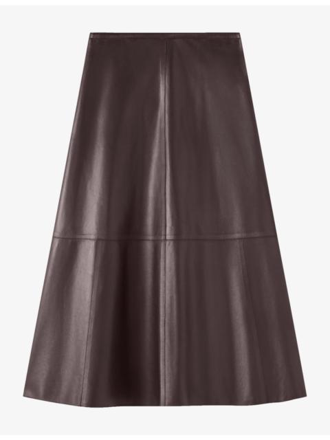 JOSEPH Helius A-Line Leather Midi Skirt