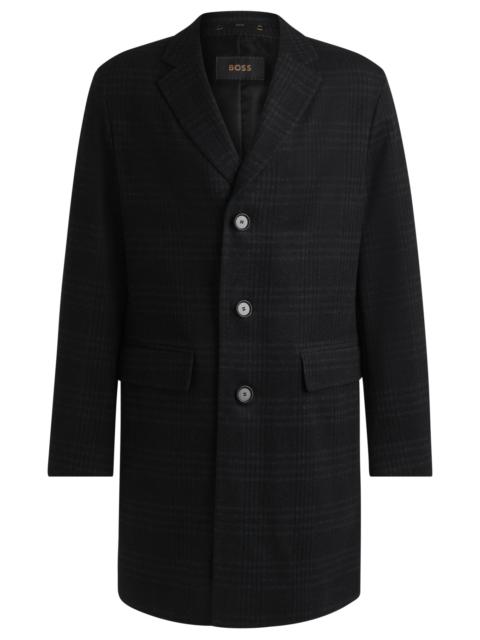 BOSS SLIM-FIT COAT IN CHECKED WOOL AND CASHMERE