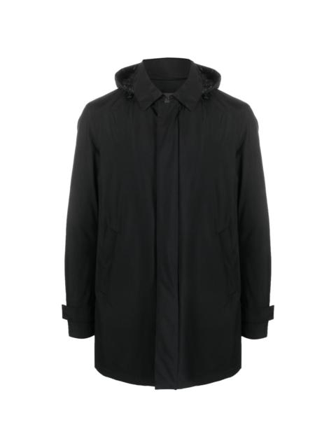 detachable-hood feather-down padded jacket