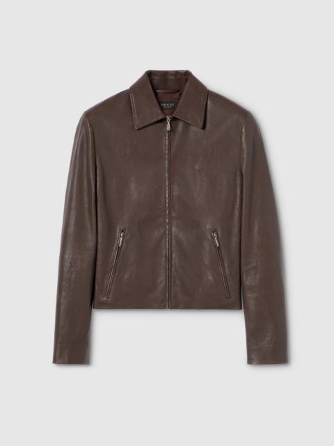 GUCCI Washed stretch nappa leather jacket