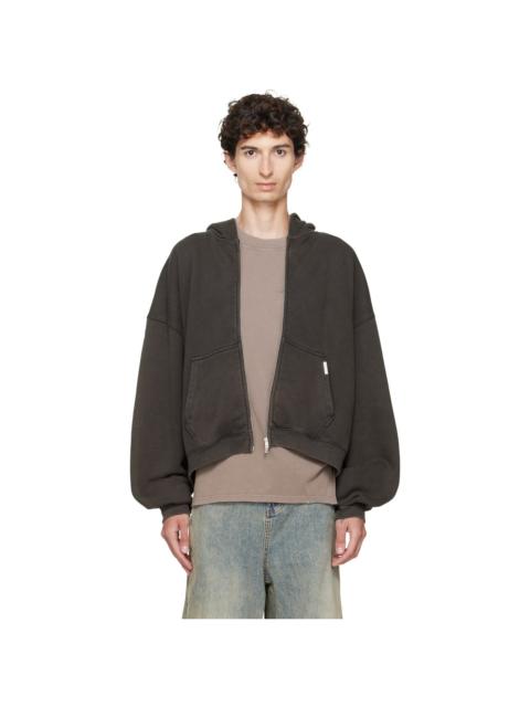 REPRESENT Brown Initial Boxy Oversized Zip Hoodie