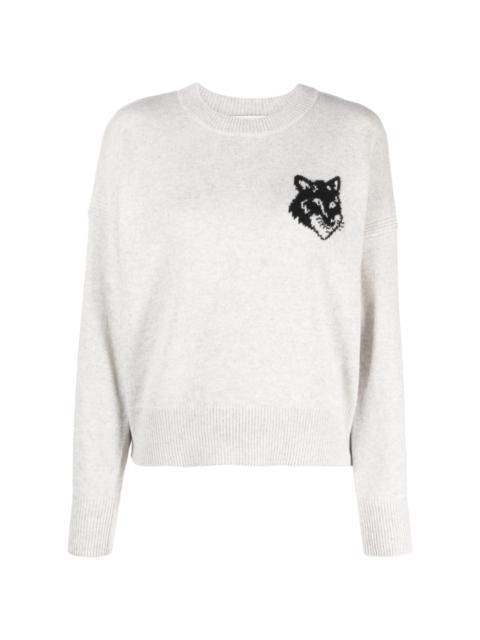 Maison Kitsuné logo-intarisa wool jumper