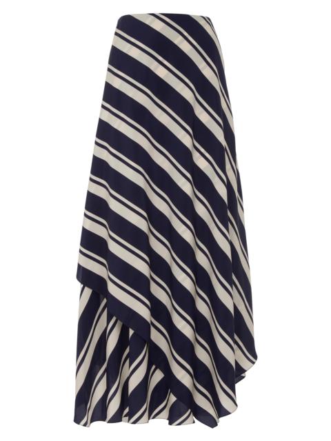 Ralph Lauren Women's Tilda Striped Paneled Silk Maxi Skirt - Icon Navy Ivory