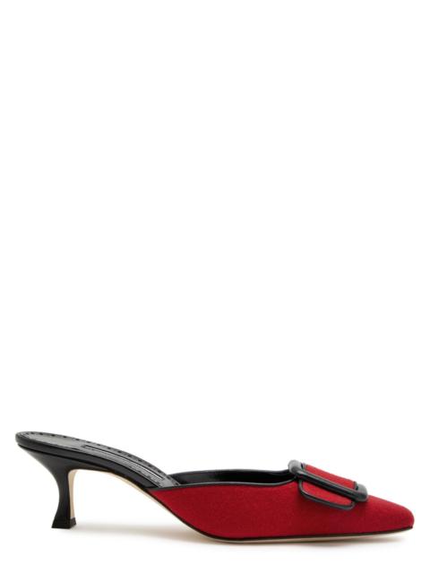 Manolo Blahnik Manolo Blahnik Maysalebi 50 Wool and Leather Mules