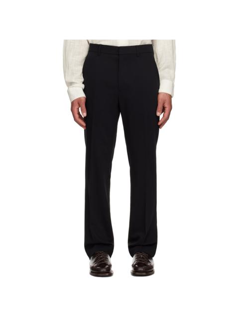 AMI Paris Black Wool Straight Fit Trousers