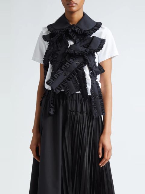 Noir Kei Ninomiya Broad Ruffle Placket Cotton Bib Collar