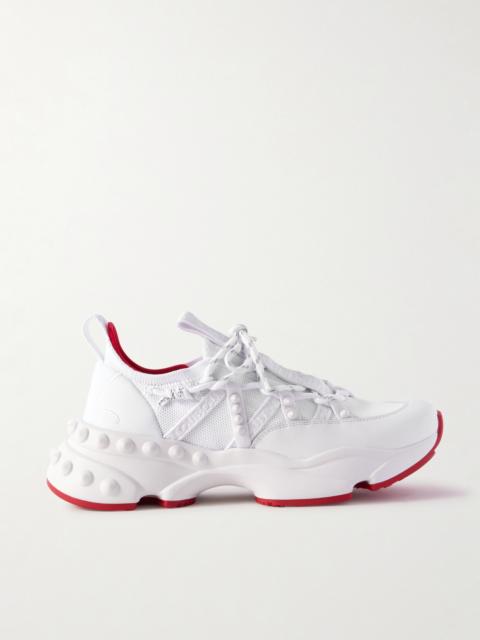 Christian Louboutin Trailrun Studded Mesh, Leather And Neoprene Sneakers