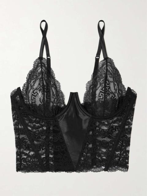 VERSACE Lace and stretch-satin underwired bustier