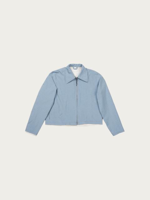 CAMIEL FORTGENS Fitted Zip Jacket - Blue/Grey/White Check