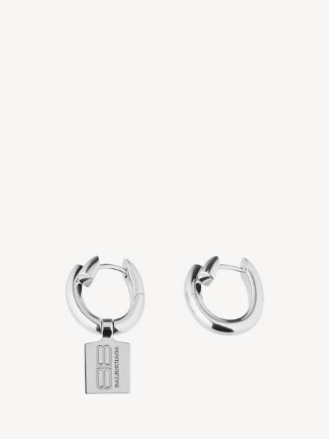 BALENCIAGA Women's Saint-germain Tag Earrings in Shiny Silver