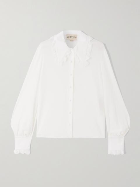 Valentino Ruffled Silk-crepe Shirt