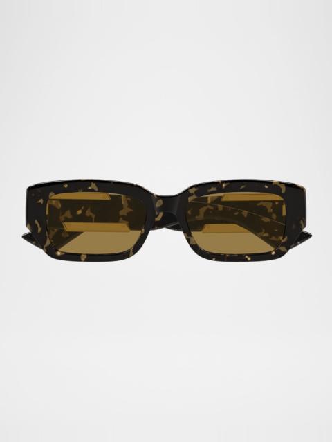 Bottega Veneta Dash Rectangular Havana Acetate Sunglasses
