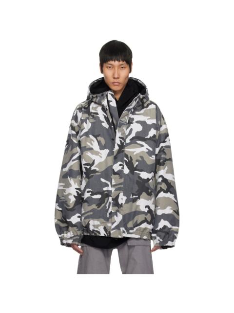 BALENCIAGA Off-shoulder Military Parka in Grey