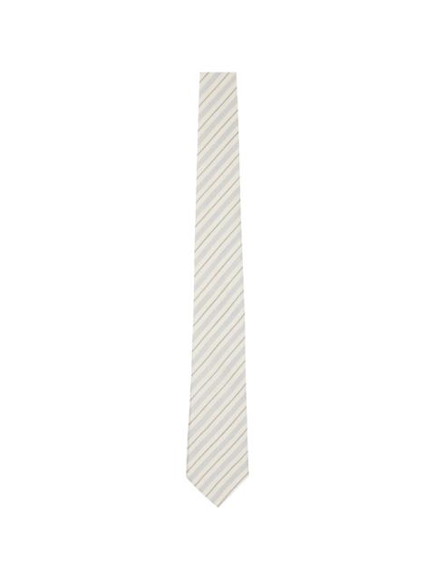 Paul Smith Off-White & Blue 'Shirting Stripe' Tie