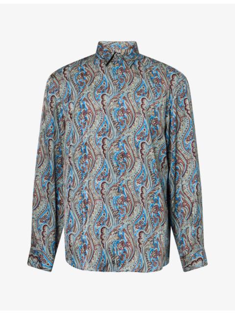 Dries Van Noten Caper Paisley Long-Sleeve Satin Shirt