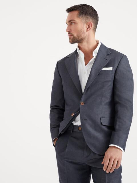 Wool and linen denim-effect twill blazer