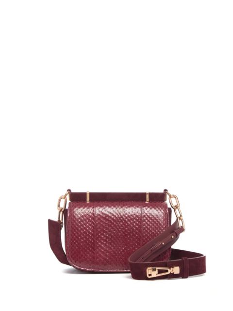 GABRIELA HEARST Small Dern Crossbody Bag in Bordeaux Snakeskin & Suede