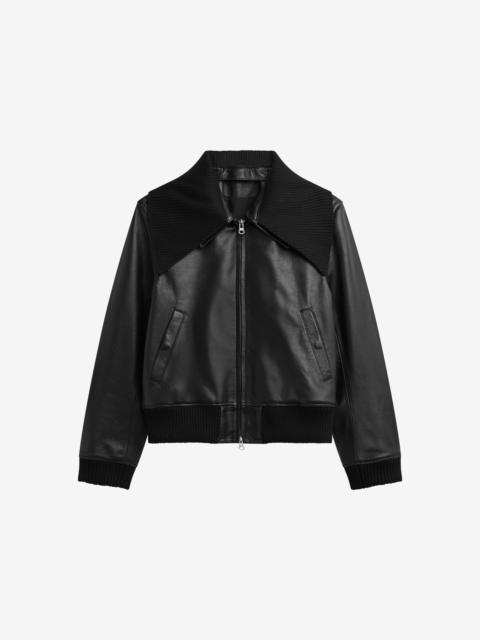 The Frankie Shop Vidsel Leather Bomber Jacket - Black