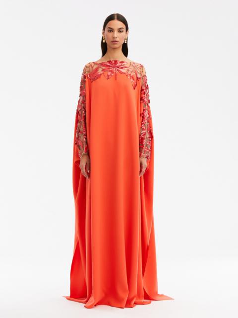 SEQUIN EMBROIDERED ILLUSION NECK & SLEEVE CAFTAN
