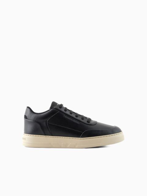 EMPORIO ARMANI Leather sneakers with side logo