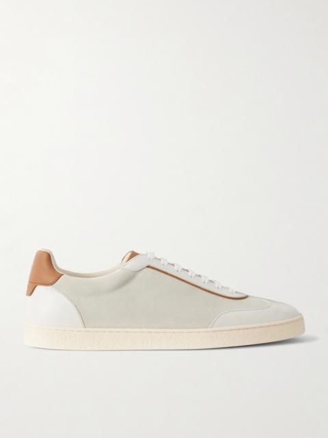 Brunello Cucinelli Coda di Rondine Leather-Trimmed Waxed-Suede Sneakers