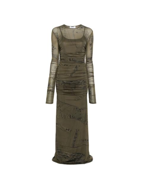 Blumarine cargo-print gathered maxi dress