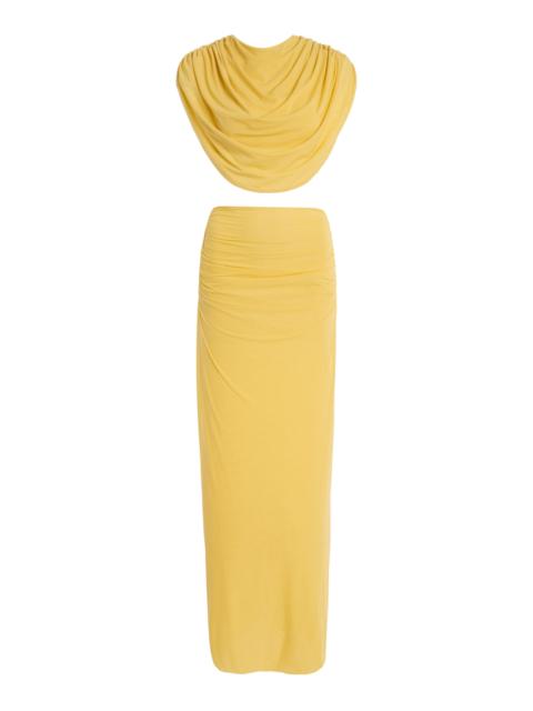 MAYGEL CORONEL Amalra Draped Jersey Skirt Set yellow