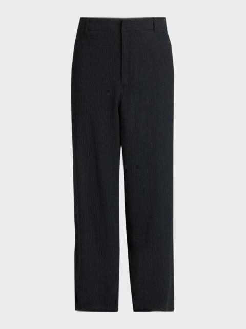 GIORGIO ARMANI Men's Seersucker Wide-Leg Trousers