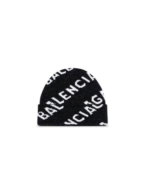 BALENCIAGA Allover Logo Hat in Black