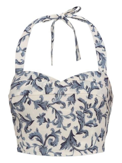 POSSE Rue halterneck baroque-print top