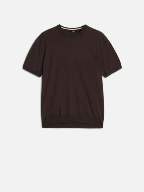 7 For All Mankind CLASSIC SHORT SLEEVE SWEATER in Espresso