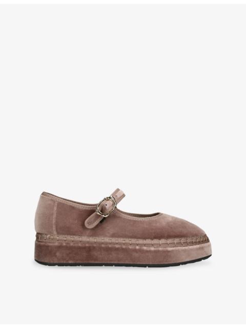 FLABELUS Double Alcmena Cotton-Velvet Ballet Flats