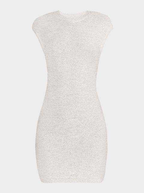 HERVE LEGER Delilah Sequin Knit Cap-Sleeve Mini Dress