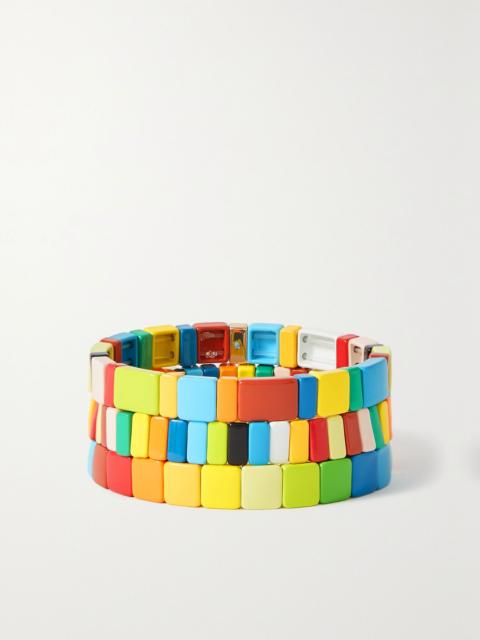 ROXANNE ASSOULIN Rainbow Brite set of three enamel bracelets Blue