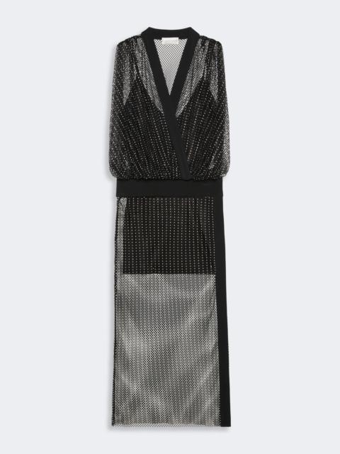 Sportmax PENSILE Long jersey and rhinestone dress - BLACK