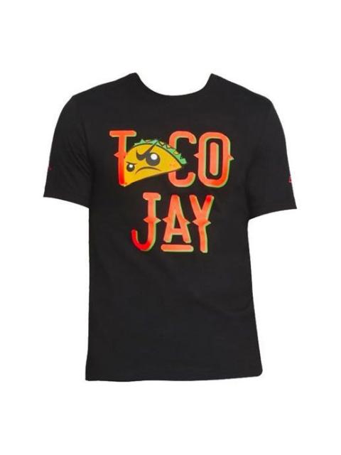 Jordan Men's Air Jordan Alphabet Printing Round Neck Short Sleeve Black T-Shirt DV5539-010