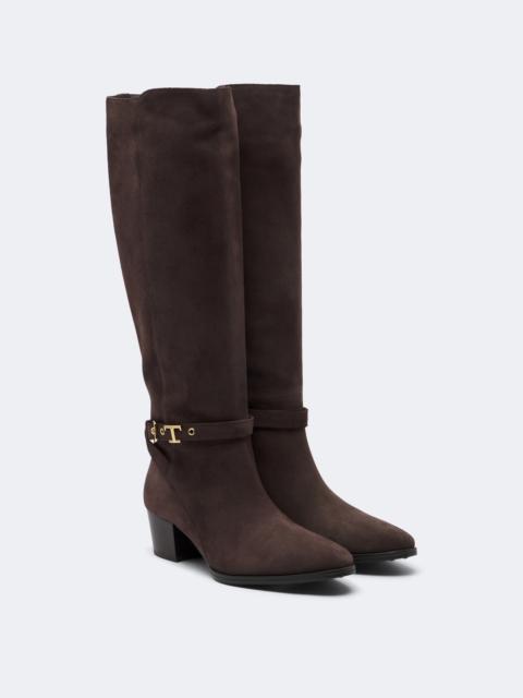 Tod's T Timeless suede knee-high boots