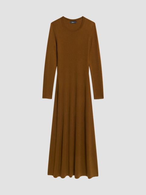 Theory Women's Merino Wool Crewneck Midi Dress - Acacia Brown