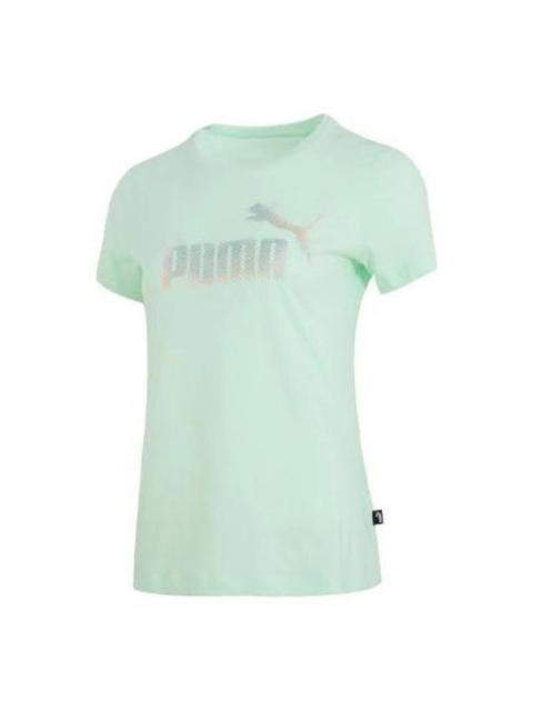 PUMA (WMNS) PUMA Essentials Logo T-Shirt 'Green Silver' 682140-88