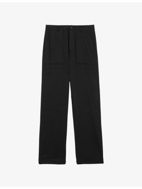 REISS Chain Wide-Leg Wool-Blend Trousers
