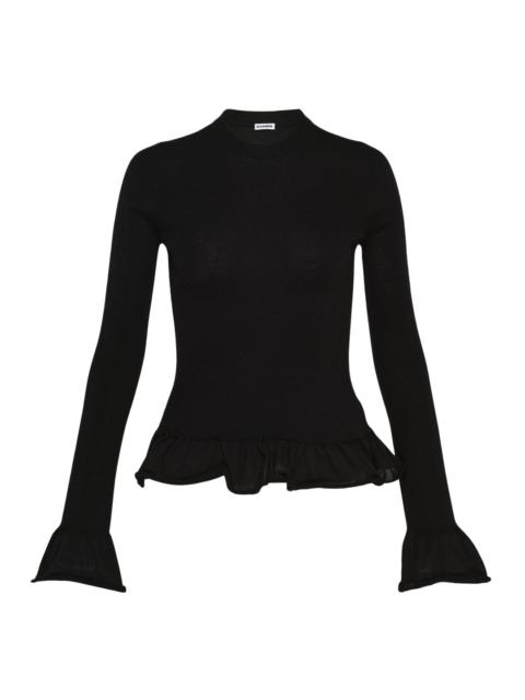 Jil Sander Long Sleeve Fine Wool Frill Jumper